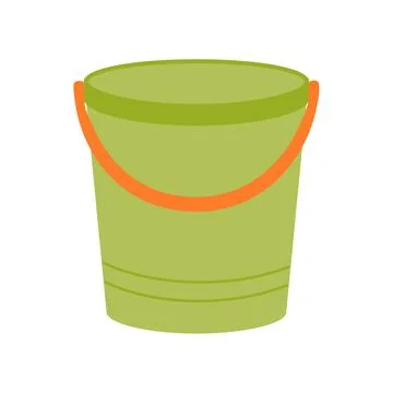 An empty plastic bucket with a handle. Illustrazione stock