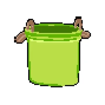 Empty plastic bucket pixel art vector illustration Stock Illustration