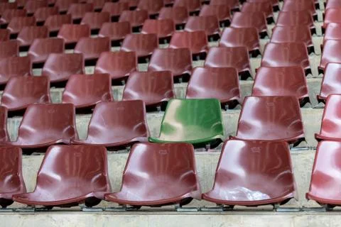 Empty Plastic Chairs at the Stadium Stock Photos