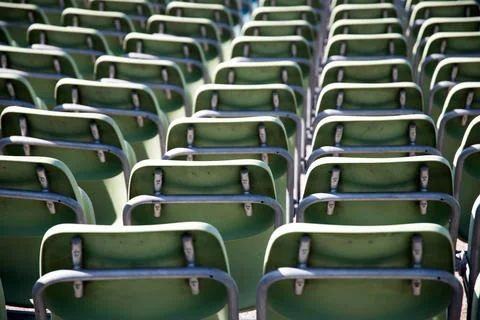 Empty Plastic Chairs at the Stadium Stock Photos