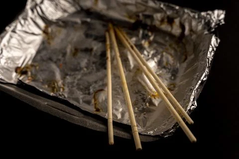 An empty plastic container for the delivery of a set of sushi Stock Photos