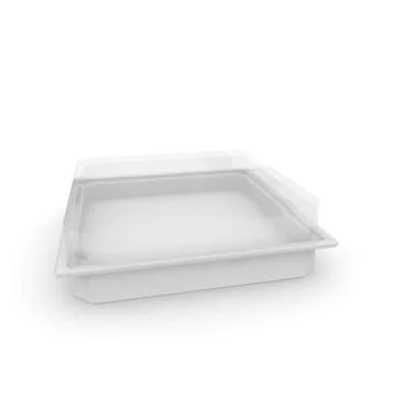 Empty plastic container with a transparent lid for food, confectionery produc Stock Illustration