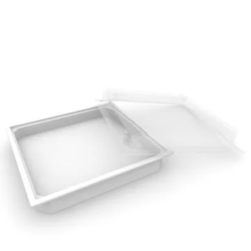 Empty plastic container with a transparent lid for food, confectionery produc Stock Illustration