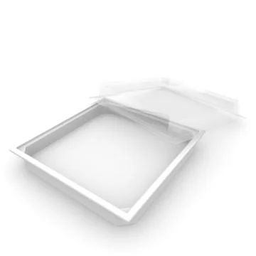 Empty plastic container with a transparent lid for food, confectionery produc Stock Illustration