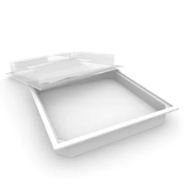 Empty plastic container with a transparent lid for food, confectionery produc Illustrazione stock