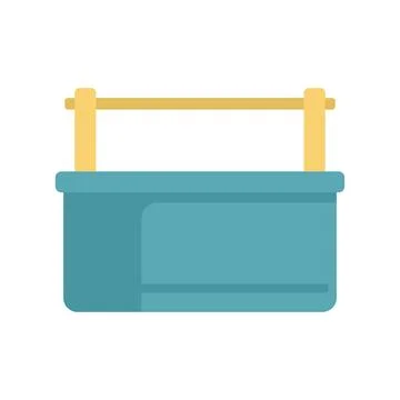 Empty plastic container with wooden handle for storing food or other stuff Illustration