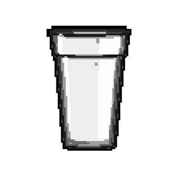 Empty plastic cup pixel art vector illustration Stock Illustration