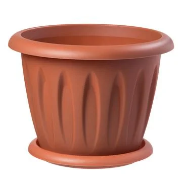Empty plastic flower pot isolated on white Stock Photos