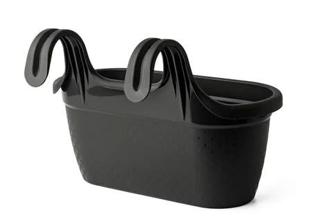 Empty plastic flower pot isolated on white Stock Photos