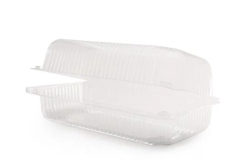 Empty plastic food container isolated on white background Stock Photos