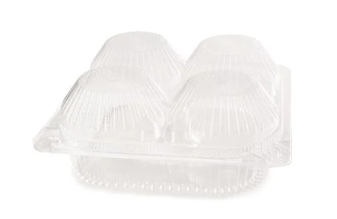 Empty plastic food container isolated on white background Stock Photos
