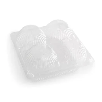 Empty plastic food container isolated on white background Stock Photos