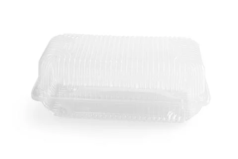 Empty plastic food container isolated on white background Stock Photos