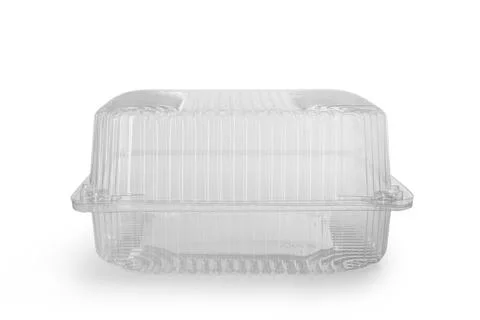 Empty plastic food container isolated on white background Stock Photos