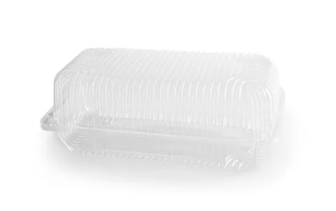 Empty plastic food container isolated on white background Stock Photos