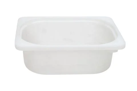 Empty plastic food container on white background. Rectangular bowl for kitc.. Stock Photos