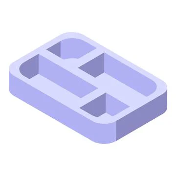 Empty plastic food tray with compartments isometric view Stock Illustration