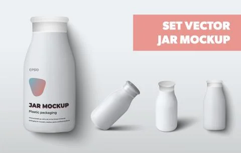 Empty plastic jar template for lotion, gel, isolated on background, with real Stock Illustration