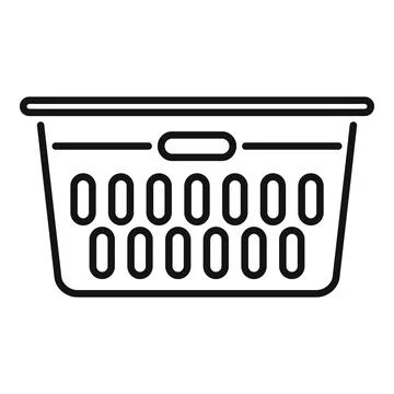 Empty plastic laundry basket with handles for clothes washing Stock Illustration