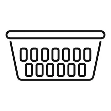 Empty plastic laundry basket standing up front view Stock Illustration