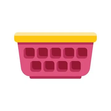 Empty plastic laundry basket with yellow lid for clothes storage Stock Illustration