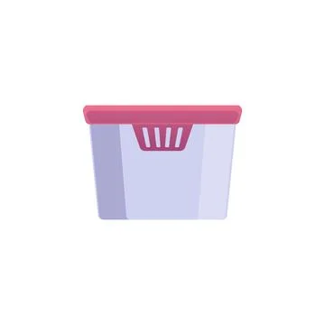 Empty plastic lunch box with lid, flat vector illustration isolated on white Stock Illustration