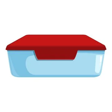 Empty plastic lunch box with red lid closed and isolated Stock Illustration
