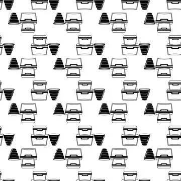 Empty plastic lunch boxes pattern seamless vector イラスト素材