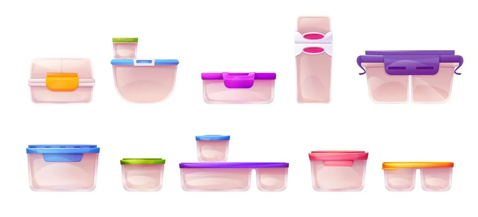 Empty plastic lunch food box container vector Stock Illustration