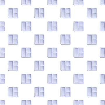 Empty plastic lunch trays seamless pattern background Stock Illustration