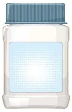 Empty Plastic Medicine Jar with Blue Lid Vector Stock Illustration
