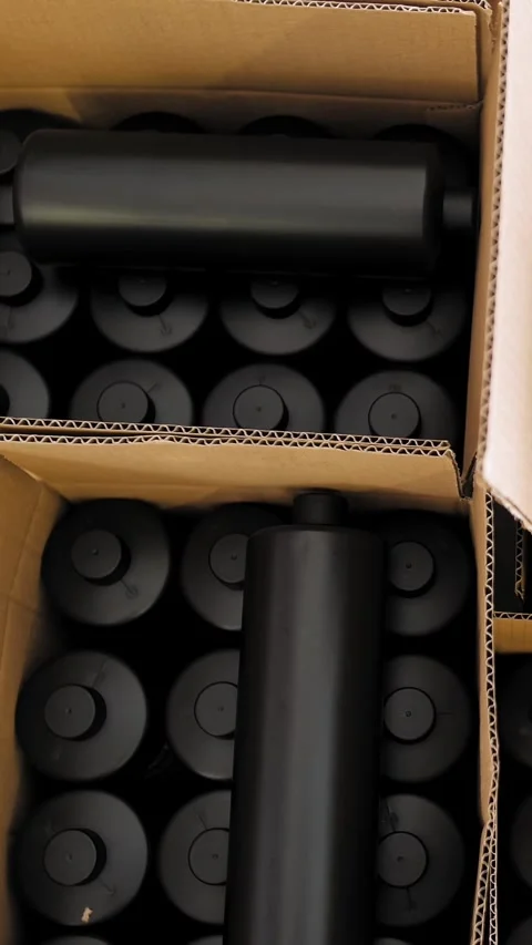 Empty plastic packaging for cosmetics, shampoo, balm, hair dye in carton. Video stock 315945387