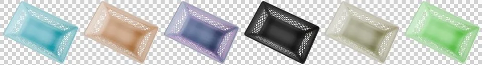 Empty plastic rectangular basket in different colours isolated, top view Stock Illustration