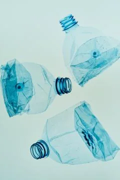 Empty plastic squashed bottles collected to recycling Stock Photos