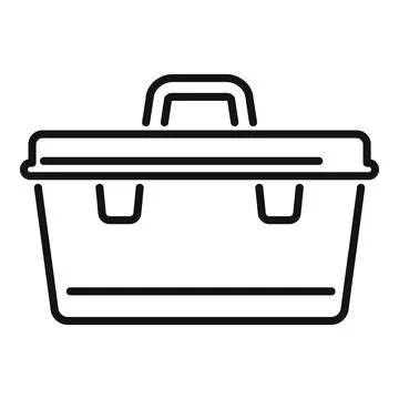 Empty plastic toolbox with handle for repairing Illustrazione stock