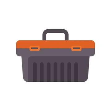 Empty plastic toolbox with orange lid for storing tools Illustrazione stock
