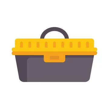 Empty plastic toolbox with yellow handle and clasp on white background Illustrazione stock