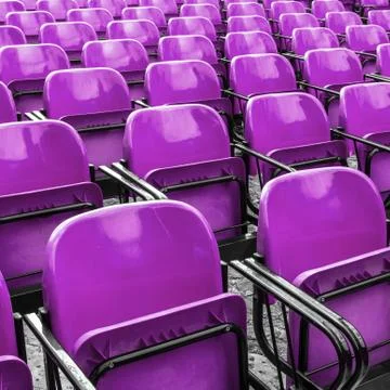 Empty plastic violet chairs Stock Photos
