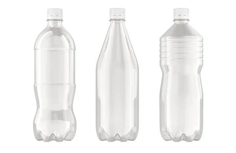 Empty Plastic Water Bottles with caps. 3D rendering Empty Plastic Water Bo... Stock Photos