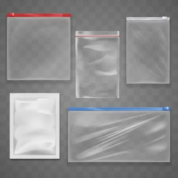 Empty plastic zip bags set Stock Illustration
