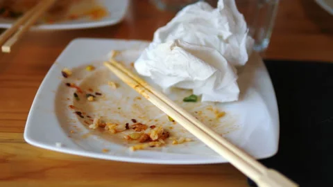 Empty plate after dinner in slow motion Vídeos de archivo 95592031