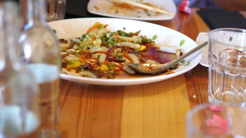 Empty plate after dinner in slow motion Vídeos de archivo 95596965