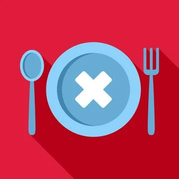 Empty plate with cross sign symbolizing no food Stock Illustration