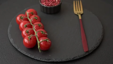 Empty plate with fork, cutlery for dinner table Stock Footage 307126551