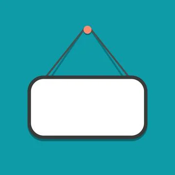 Empty plate hanging on green background for notice, message, information and Stock Illustration