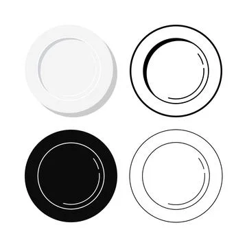 Empty plate icon set vector illustration isolated on white background. Stock Illustration