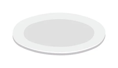 Empty plate isolated on white, round dinner dishware vector Stock Illustration