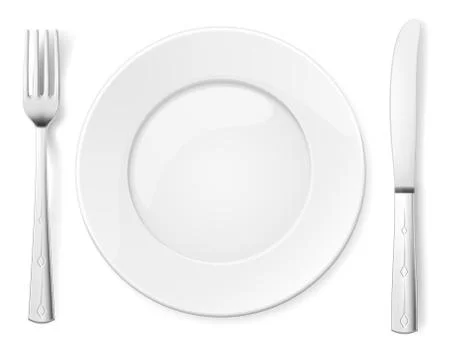 Empty plate with knife and fork Stock Illustration