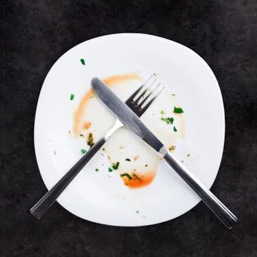Empty plate left after dinner Stock Photos