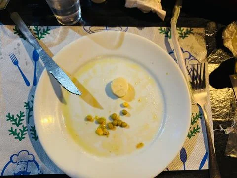Empty plate with leftovers Stock Photos